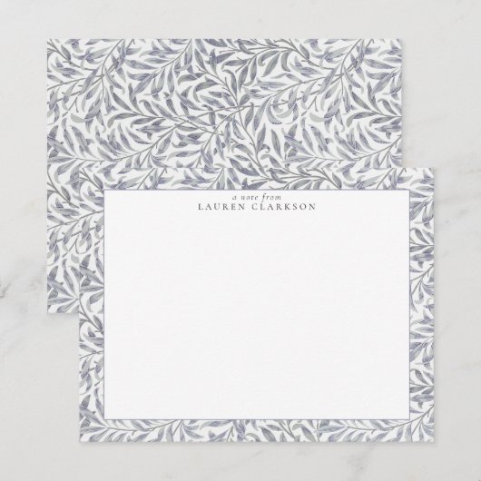 CARTE DE NOTE W. MORRIS SAULE BLEU GRIS (Devant / Derrière)