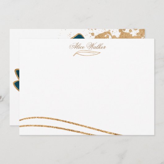 Carte de note Watercolor Gold (Devant / Derrière)