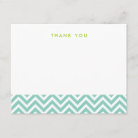 Carte de notes Aqua Simple Chevron Thank You
