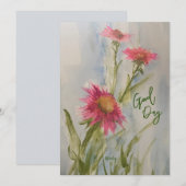 Carte de notes avec des pâquerettes roses (Devant / Derrière)