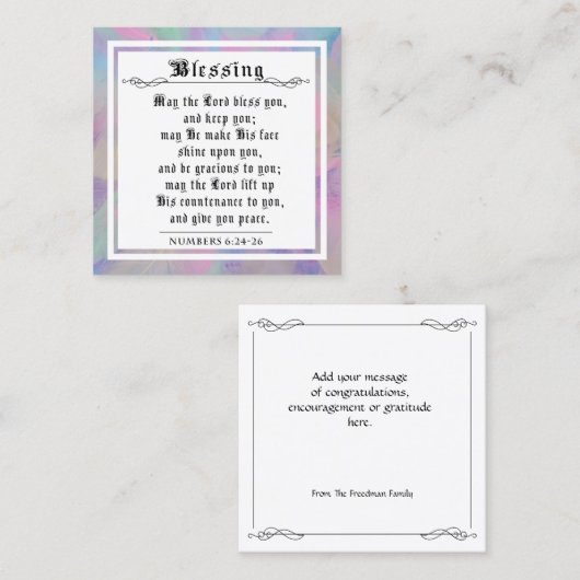 Carte de notes BIble Priestly Blessing Pastel Feat (Devant / Derrière)
