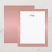 Carte de notes chic et féminine au monogramme en o (Devant / Derrière)