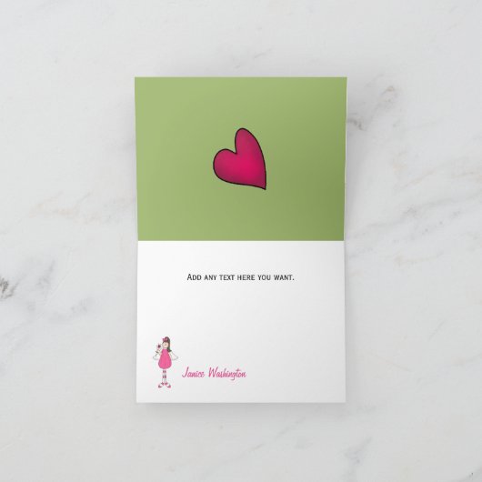 Carte de notes Coeurs et anges Merci (Intérieur)