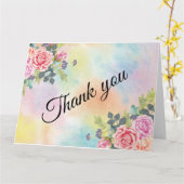 Carte de notes couleur d'aquarelle vert rose Fleur (Fleur jaune)