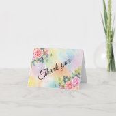 Carte de notes couleur d'aquarelle vert rose Fleur (Devant)