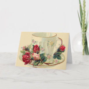 Carte de notes d'amour de tasse de thé rose