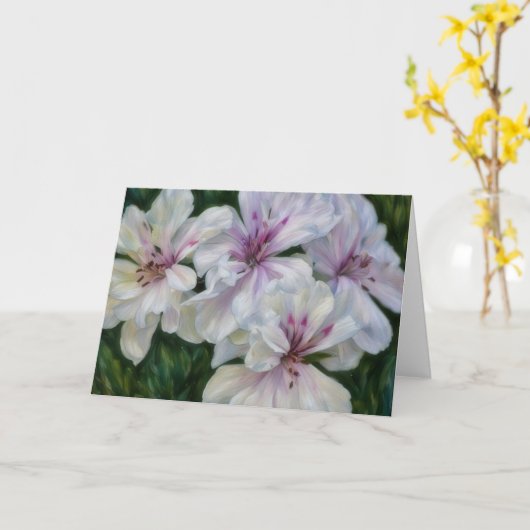 Carte de notes d'art en géranium rose et blanc (Fleur jaune)