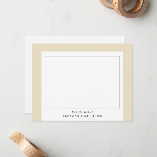 Carte de notes de bordure beige intemporelle (Devant/Arrière en situation)
