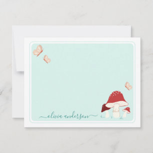 Carte de notes de champignons et papillons magique