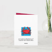 Carte de notes de crabe rouge bleu Merci (Dos)