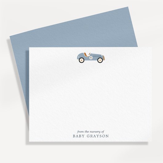 Carte de notes de la nurserie de voiture de course
