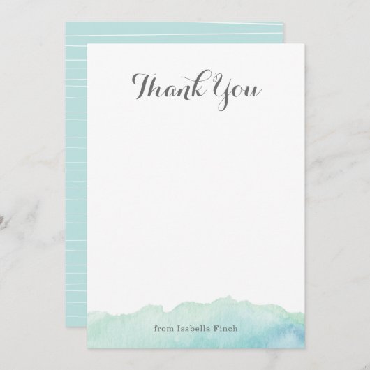 Carte de notes de l'aquarelle Merci (Devant / Derrière)