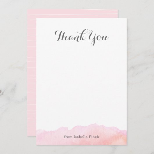 Carte de notes de l'aquarelle Merci (Devant / Derrière)