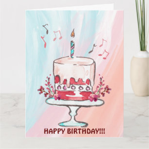 CARTE DE NOTES DE MUSIQUE ET GÂTEAU D'ANNIVERSAIRE