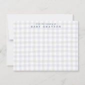 Carte de notes de nursery à carreaux bleus prépa (Devant)