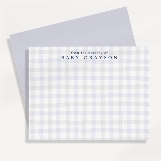 Carte de notes de nursery à carreaux bleus prépa