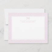 Carte de notes de nursery à carreaux roses (Devant)