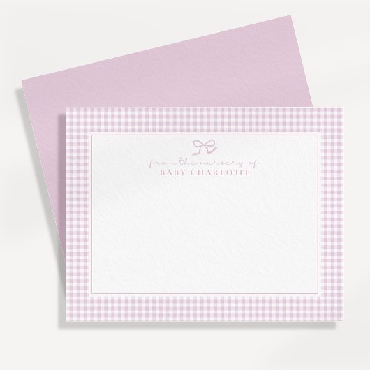 Carte de notes de nursery à carreaux roses