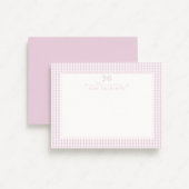 Carte de notes de nursery à carreaux roses