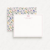 Carte de notes de nursery à ruban de fleurs sauvag