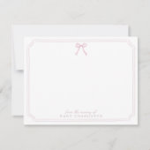 Carte de notes de nursery avec nœud floral rose (Devant)