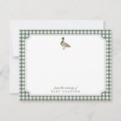 Carte de notes de nursery Canard colvert Gingham v (Devant)
