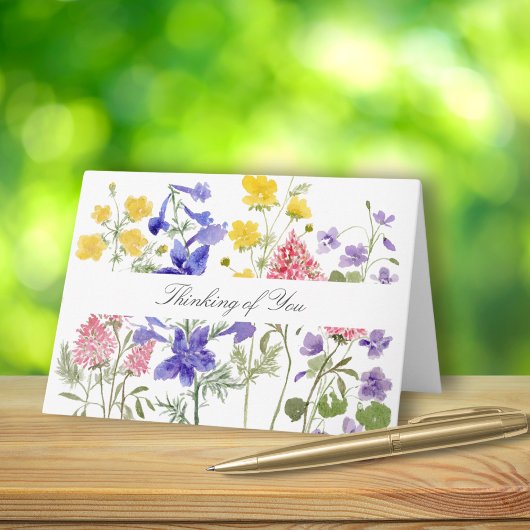 Carte de notes du Fleur sauvage d'aquarelle