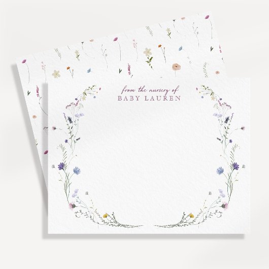 Carte de notes élégante de la pépinière de fleurs 