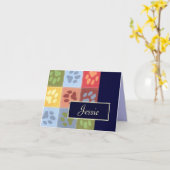 Carte de notes Empreinte de patte avec nom (Fleur jaune)