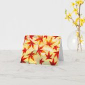Carte de notes Feuilles d'automne rouge et orange (Fleur jaune)