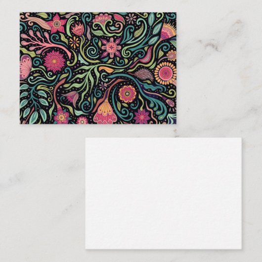 Carte de notes Fleurs d'art populaire (Devant / Derrière)