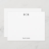 Carte de notes minimaliste monochrome à monogramme (Devant / Derrière)