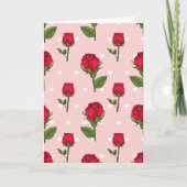 Carte de notes pliées en blanc roses et coeurs (Devant)