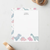 Carte de notes pour enfants Dinosaures roses (Devant/Arrière en situation)