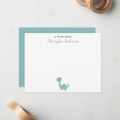 Carte de notes pour le mignon Dinosaur Kid (Devant/Arrière en situation)
