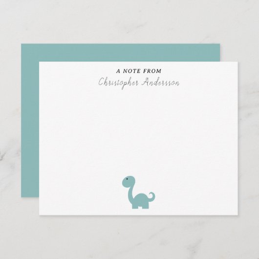 Carte de notes pour le mignon Dinosaur Kid (Devant / Derrière)