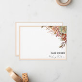 Carte de notes professionnelles Boho Cactus Aquare (Devant/Arrière en situation)