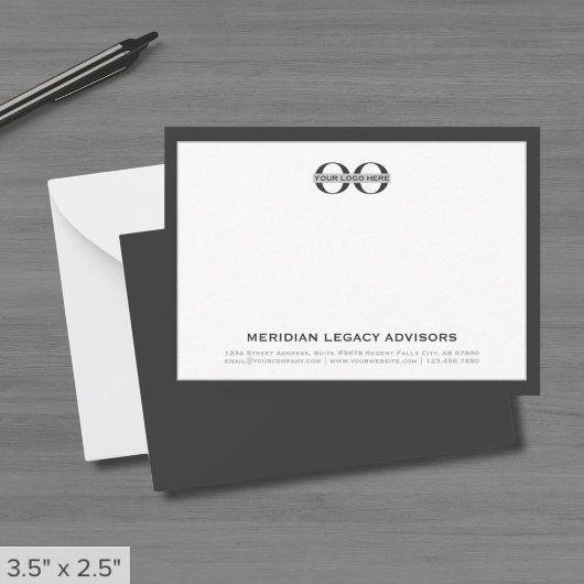 Carte de notes professionnelles gris avec logo