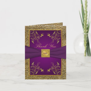 Carte de notes Royal Purple et Gold Thank You