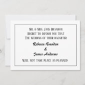 Carte de notification d'annulation de mariage élég (Devant)