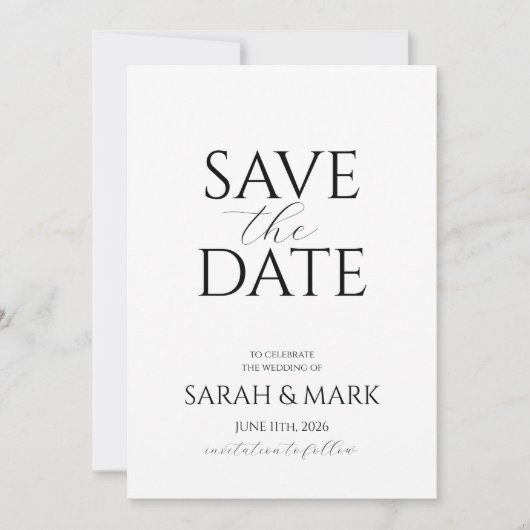 Carte de notification de date de mariage minimalis (Devant)