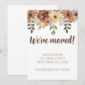 Carte de notification de déménagement Fleur Élégan (Devant / Derrière)