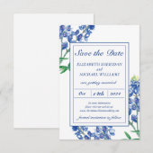 Carte de notification de mariage à plat Bluebonnet (Devant / Derrière)