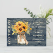 Carte de notification de mariage au tournesol rust (Debout devant)