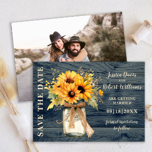 Carte de notification de mariage au tournesol rust