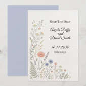 Carte de notification de mariage aux fleurs sauvag (Devant / Derrière)