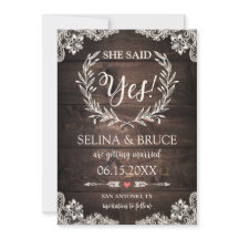 Carte de notification de mariage en bois rustique