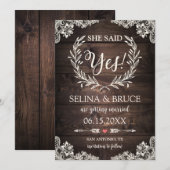 Carte de notification de mariage en bois rustique (Devant / Derrière)
