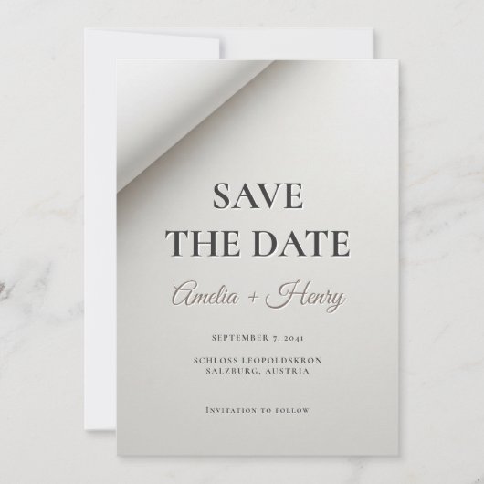Carte de notification de mariage moderne à ombre p (Devant)