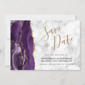 Carte de notification de mariage moderne avec marb (Devant)